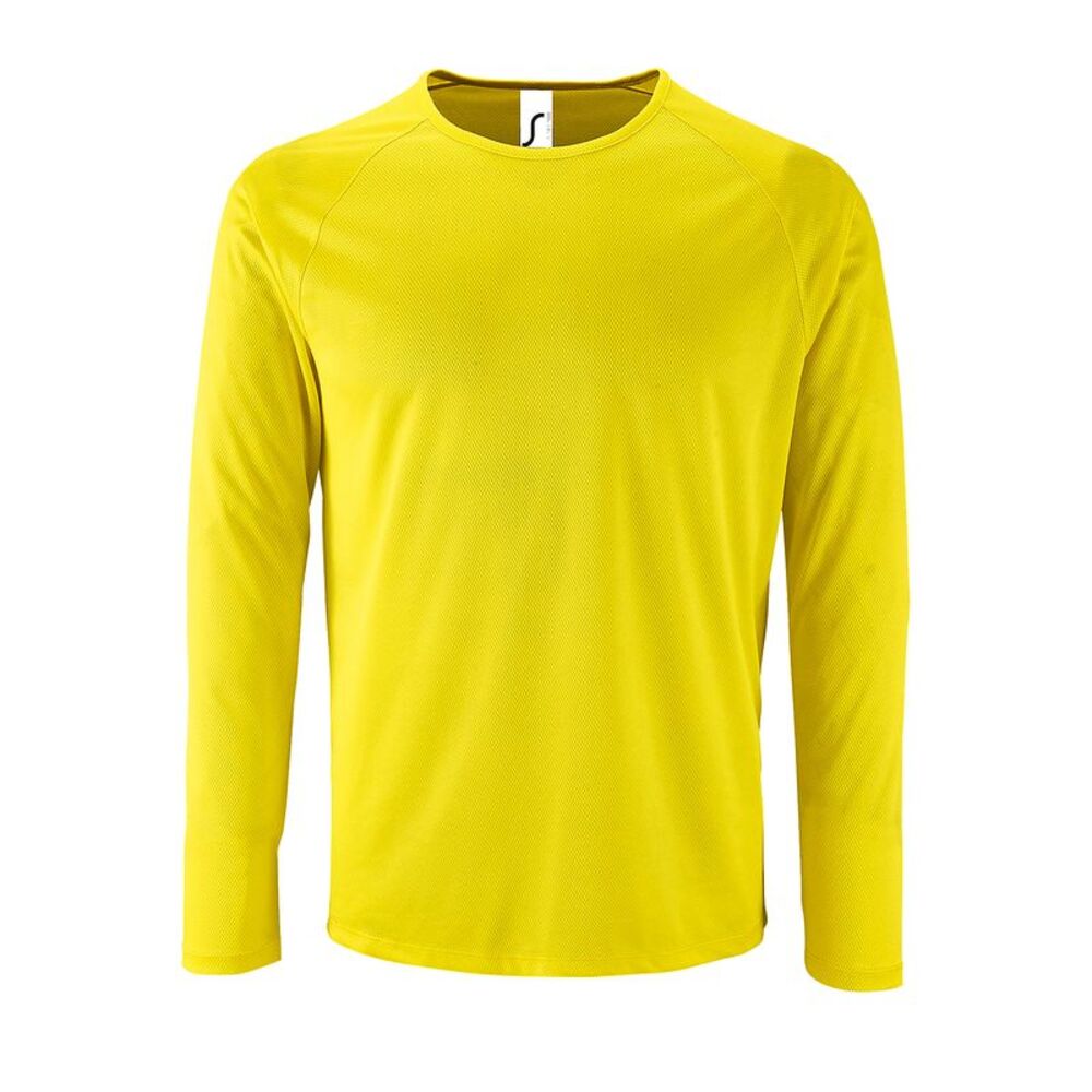 SOLS Mens Sporty Long Sleeve Performance T-Shirt / Neon Yellow